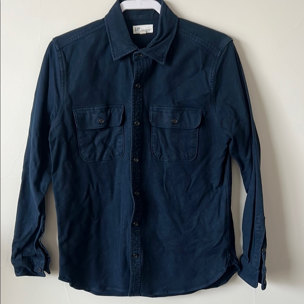 GAP Navy Chamois Blue Button-Up Shirt